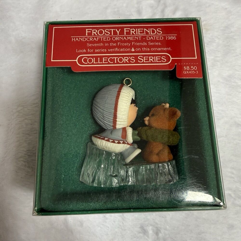 Hallmark Keepsake Xmas Ornament Frosty Friends 1986 Eskimo Reindeer 7th In Serie